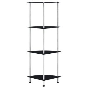 Półka Czarny Szkło 4-Tier vidaXL 120605 Półka Czarny Szkło 4-Tier vidaXL 120605
