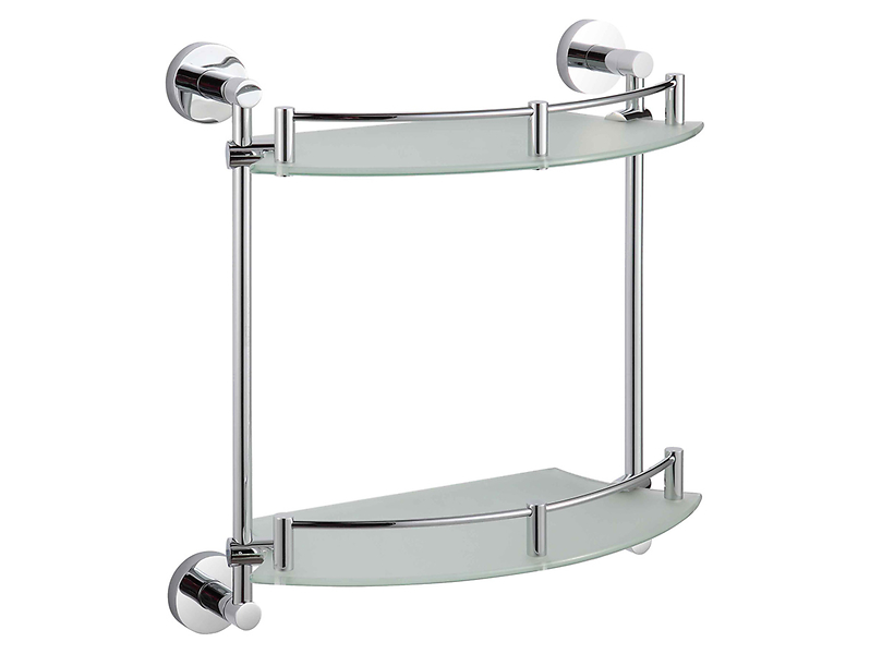 Półka łazienkowa półokrągła podwójna chrom szkło matowe Stella Classic 74329