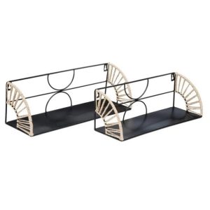 Półka metalowa 2 szt. czarna Lllors 272388 Półka metalowa 2 szt. czarna Lllors 272388