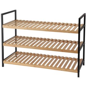 Półka na buty, 3 poziomy, bambus i metalowy stelaż, 70 x 30 x 48,5 cm 447760 Półka na buty, 3 poziomy, bambus i metalowy stelaż, 70 x 30 x 48,5 cm 447760