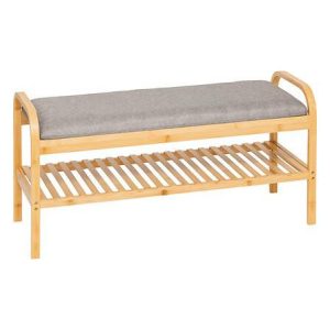 Półka na buty cosy bambusowa z siedziskiem szarym 716010 Półka na buty cosy bambusowa z siedziskiem szarym 716010