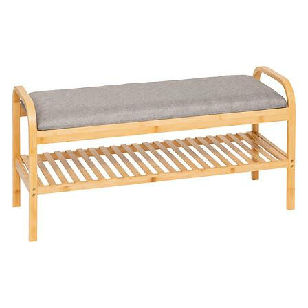 Półka na buty cosy bambusowa z siedziskiem szarym 716010