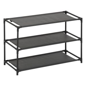 Półka na buty Intissa 3-poziomowa czarna metalowa 57x25x39 cm na 9 par 1064535 Półka na buty Intissa 3-poziomowa czarna metalowa 57x25x39 cm na 9 par 1064535