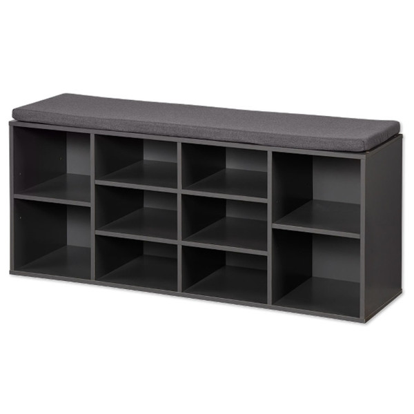 Półka na buty z siedziskiem szara 103,5x29,5x48 cm 10 półek nowoczesna 676484