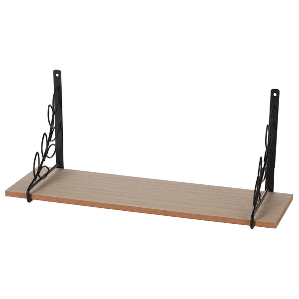 Półka na ścianę ozdobna z metalowymi uchwytami 38x16x12,7 cm 53664