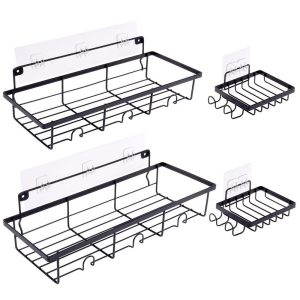 Półka pod prysznic metalowa czarna 4 szt. 207947 Półka pod prysznic metalowa czarna 4 szt. 207947