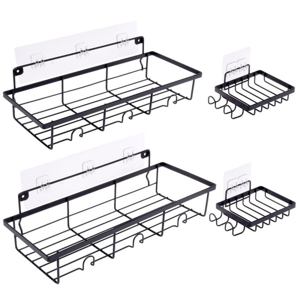 Półka pod prysznic metalowa czarna 4 szt. 207947