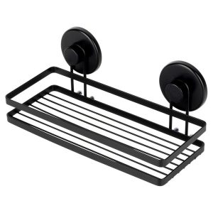 Półka pod prysznic metalowa czarna na przyssawki 25x10x8,5 cm 782494 Półka pod prysznic metalowa czarna na przyssawki 25x10x8,5 cm 782494