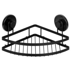 Półka pod prysznic metalowa czarna na przyssawki narożna 24x18x12,5 cm 782497 Półka pod prysznic metalowa czarna na przyssawki narożna 24x18x12,5 cm 782497
