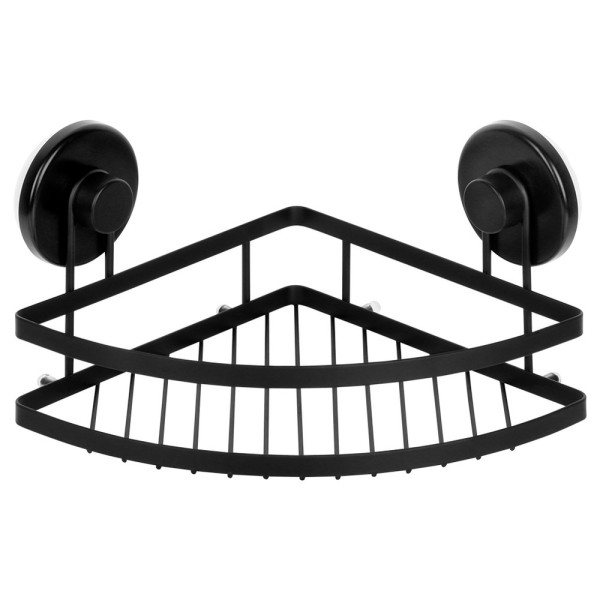 Półka pod prysznic metalowa czarna na przyssawki narożna 24x18x12,5 cm 782497