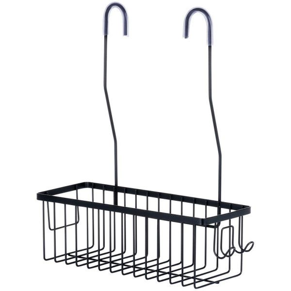 Półka pod prysznic zawieszana metalowa czarna 33,5x12,5x38 cm 782508