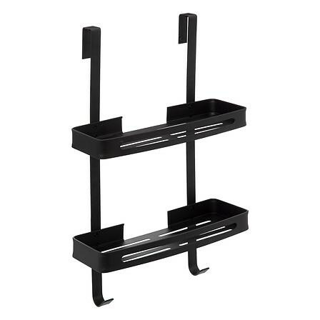Półka prysznicowa blackalu 2-poziomowa czarna z aluminium 716036