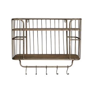 Półka ścienna druciana z haczykami 52 cm stare złoto 295103 Półka ścienna druciana z haczykami 52 cm stare złoto 295103