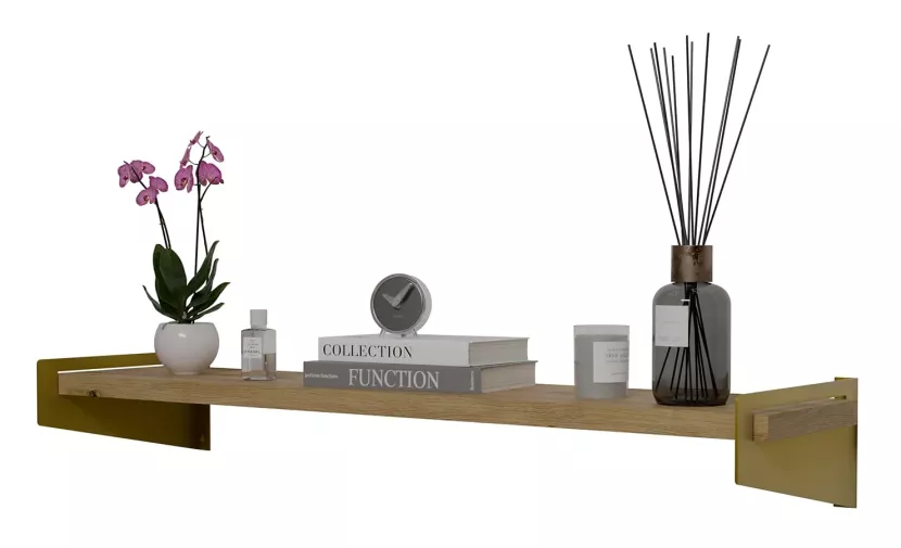 Półka ścienna glamour na kwiaty złoty + dąb artisan - Avren 774123