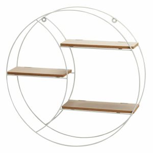 Półka ścienna metalowa z MDF biała okrągła 44 cm 994537 Półka ścienna metalowa z MDF biała okrągła 44 cm 994537