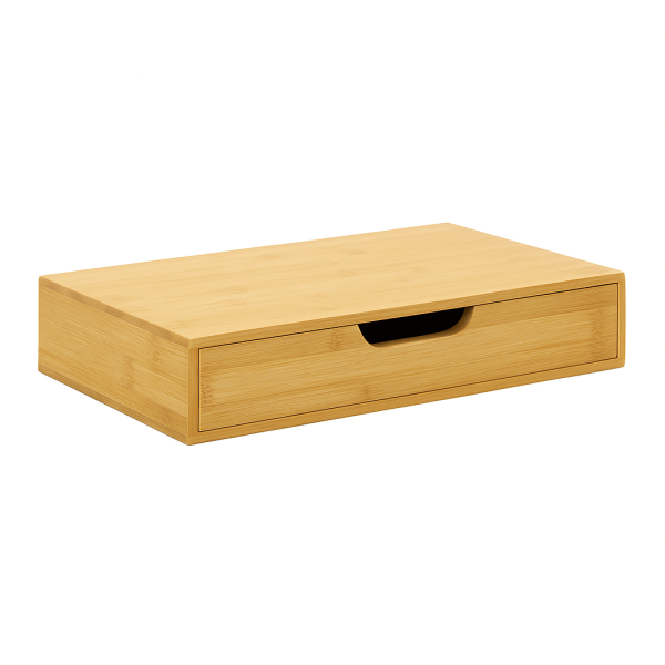 Półka Ścienna Szafka Nocna z Szufladą Bambusowa 40x24x8 cm 765865