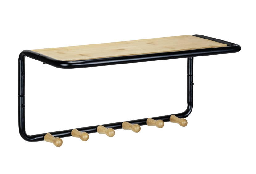 Półka ścienna z bambusowymi haczykami, Loft, WENKO 171659