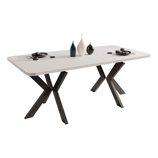 Stół rozkładany DANTON 200/276 cm - biel arktyczna/czarne nogi 712799