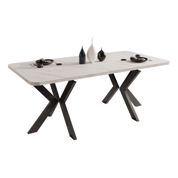 Stół rozkładany DANTON 200/276 cm - marmur bianco/czarne nogi 712724