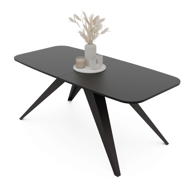 Stół rozkładany FENTO 160/198 cm - czarny molet/czarne nogi 712779