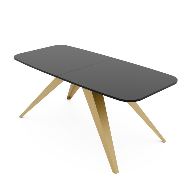 Stół rozkładany FENTO 160/198 cm - czarny molet/złote nogi 712853