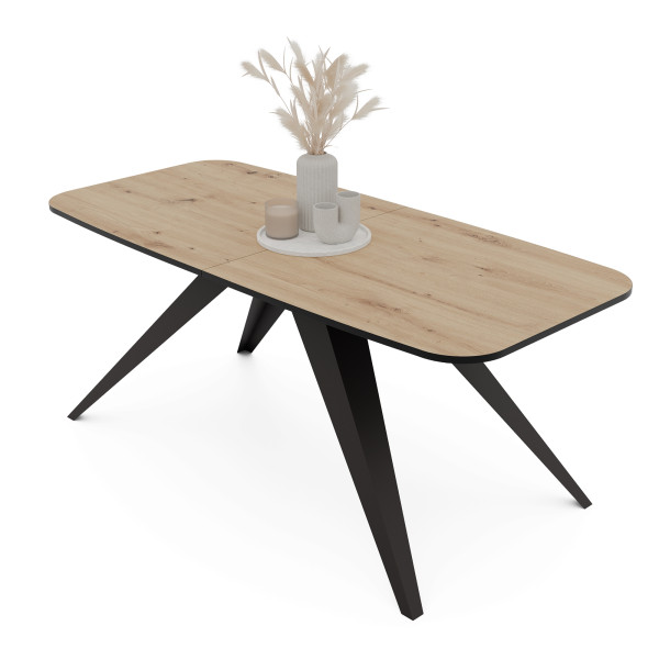 Stół rozkładany FENTO 160/198 cm - dąb artisan/czarne nogi 712435