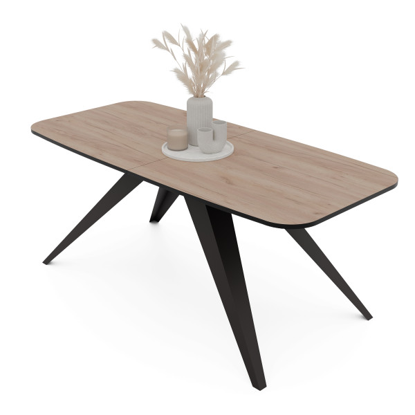 Stół rozkładany FENTO 160/198 cm - dąb kraft/czarne nogi 712812