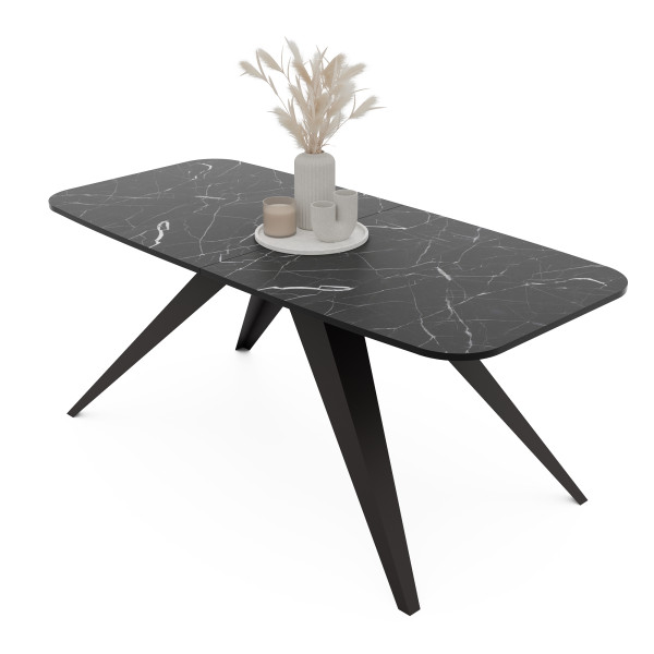Stół rozkładany FENTO 160/198 cm - grigia pietra/czarne nogi 712641