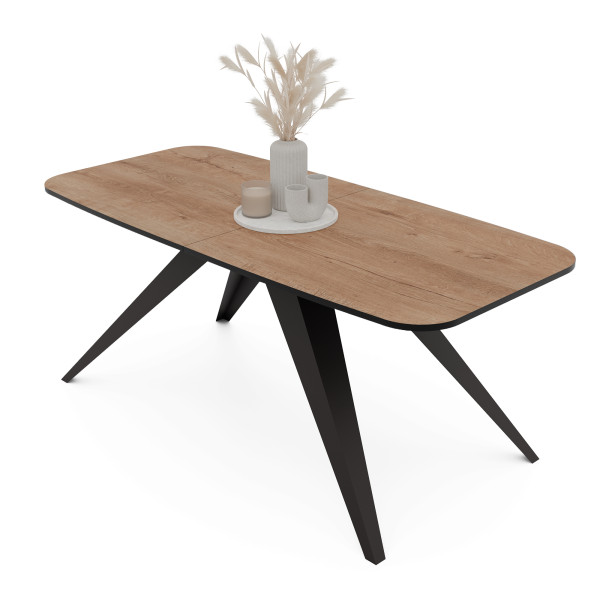 Stół rozkładany FENTO 180/218 cm - dąb lefkas/czarne nogi 712494