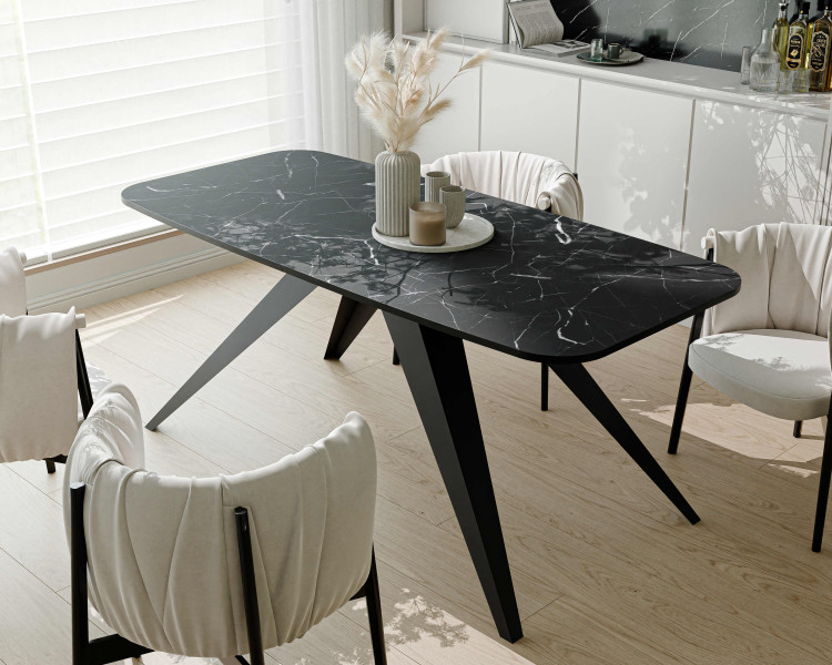 Stół rozkładany FENTO 180/218 cm - grigia pietra/czarne nogi 712692