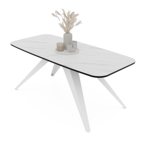 Stół rozkładany FENTO 180/218 cm - marmur bianco/białe nogi 712465