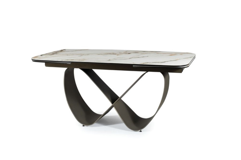 Stół rozkładany INFINITY CERAMIC 160(240)x95 biały/brązowy 840027