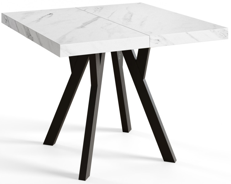 Stół rozkładany kwadratowy Rico 120/220x77 marmur/czarny 962769