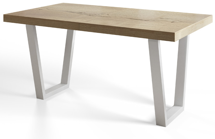 Stół rozkładany LOFT TRAPEZ 120/220X80 Dąb Halifax/biały 1058444