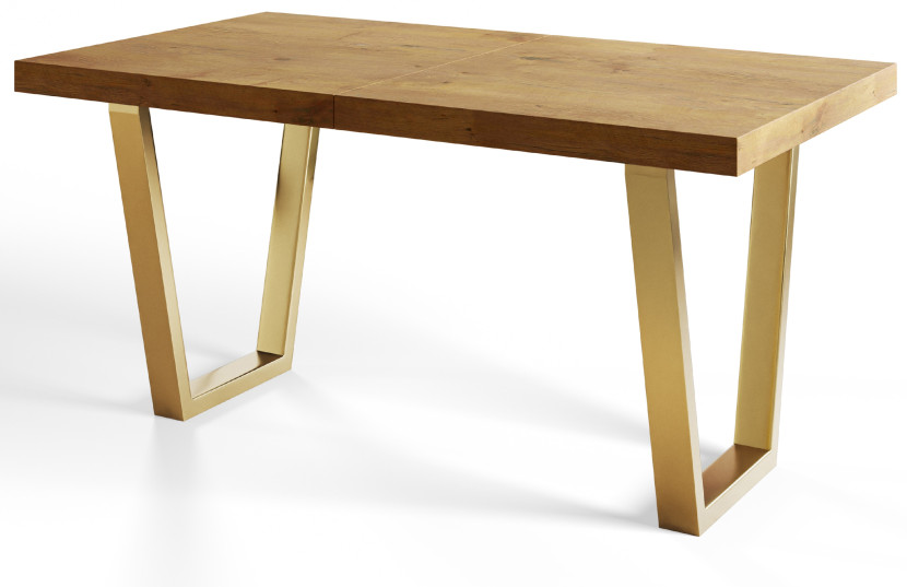 Stół rozkładany LOFT TRAPEZ 120/220X80 Dąb Lancelot/złoty 1057991