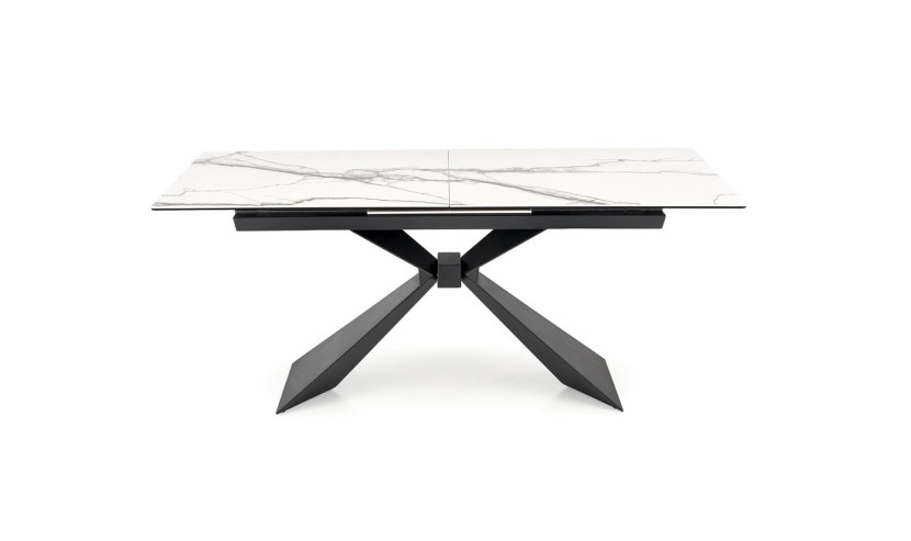 Stół rozkładany LUCIANO 180(230)x90 biały marmur/czarny 991676