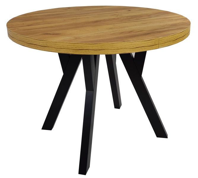 Stół rozkładany okrągły Czarny + DĄB CRAFT Ø110 /310 cm + nogi metal Y 752791