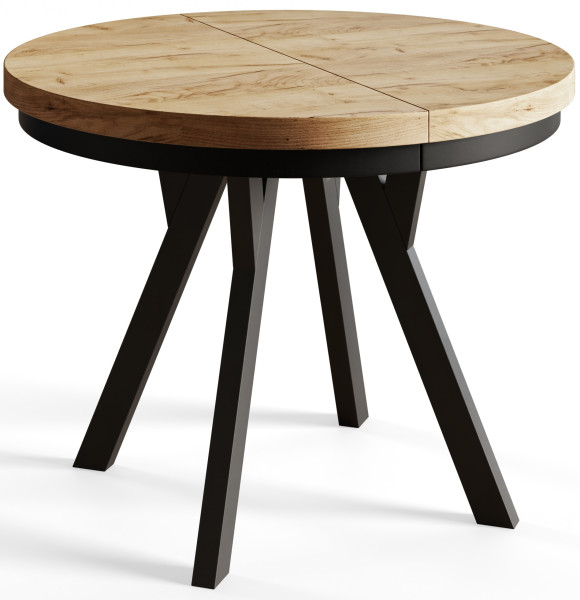 Stół rozkładany okrągły Evo 100/200x77 dąb craft/czarny 955478