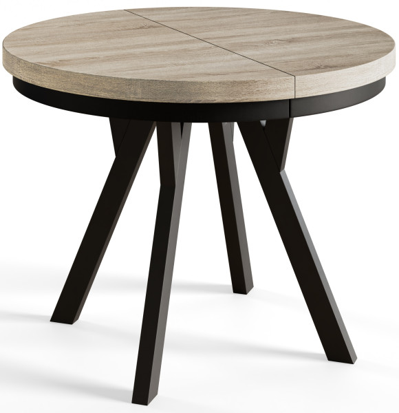 Stół rozkładany okrągły Evo 100/200x77 dąb sonoma/czarny 955551
