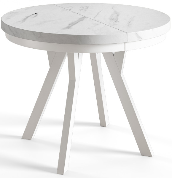 Stół rozkładany okrągły Evo 100/200x77 marmur/biały 955514