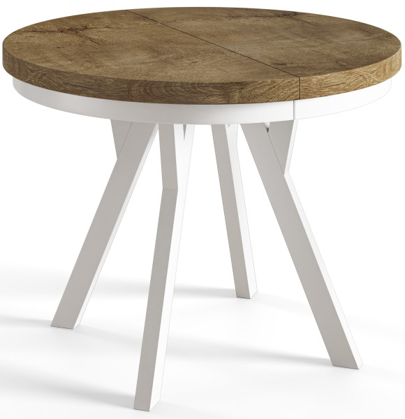 Stół rozkładany okrągły Evo 120/220x77 dąb lefkas/biały 955486