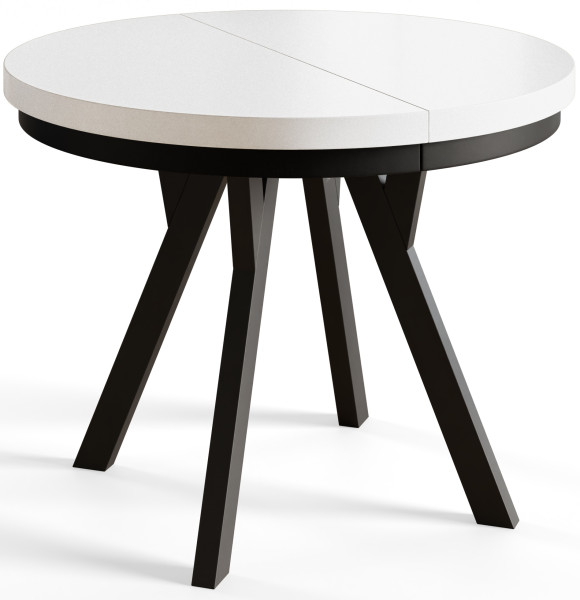 Stół rozkładany okrągły Evo 80/130x77 biały/czarny 955563