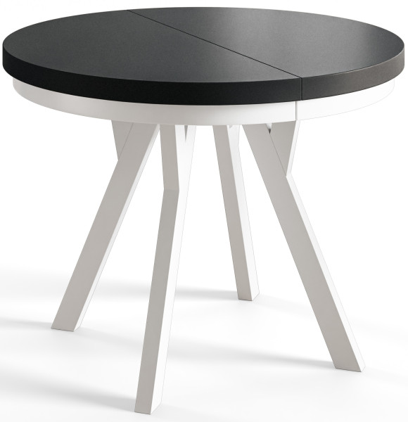 Stół rozkładany okrągły Evo 80/130x77 czarny/biały 955490