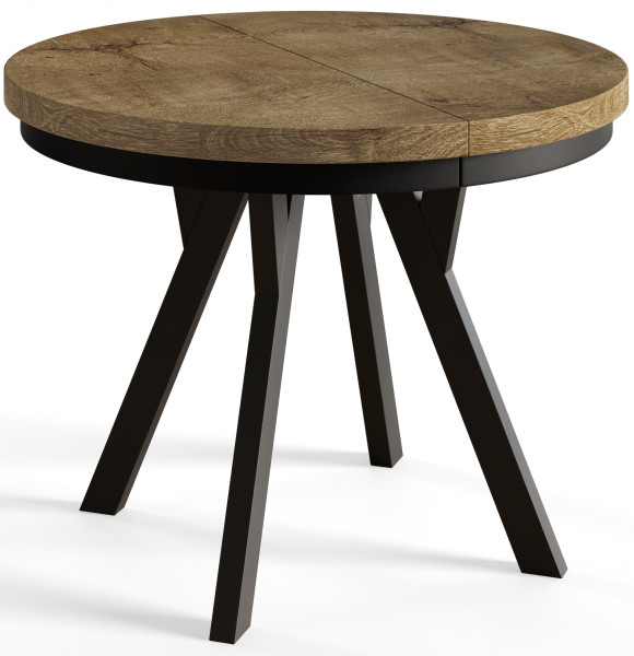 Stół rozkładany okrągły Evo 80/130x77 dąb lefkas/czarny 955511