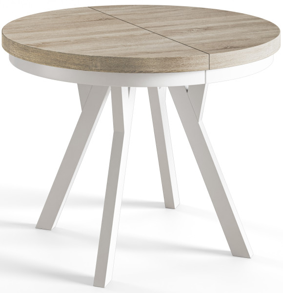 Stół rozkładany okrągły Evo 80/130x77 dąb sonoma/biały 955556