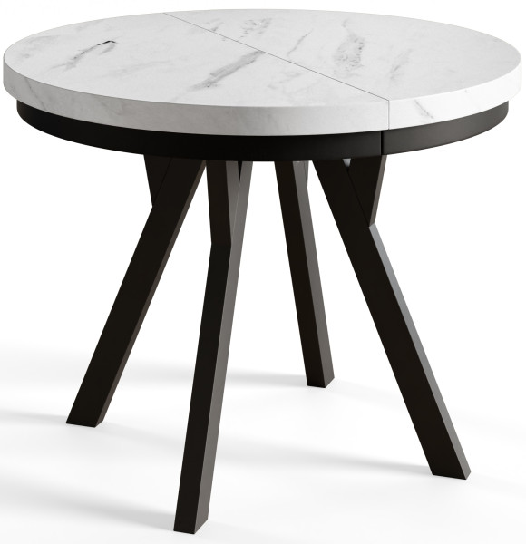 Stół rozkładany okrągły Evo 80/130x77 marmur/czarny 955565