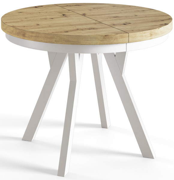 Stół rozkładany okrągły Evo 90/190x77 dąb artisan/biały 955558