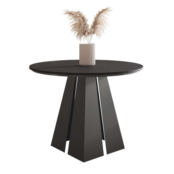 Stół rozkładany okrągły FORTE 100/176 cm - czarny molet/czarne nogi 712753
