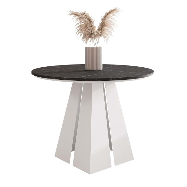 Stół rozkładany okrągły FORTE 100/176 cm - grigia pietra/białe nogi 712420