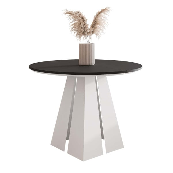 Stół rozkładany okrągły FORTE 120/196 cm - czarny molet/białe nogi 712826
